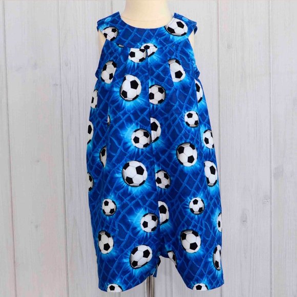 Blue Soccer Ball Boys Romper